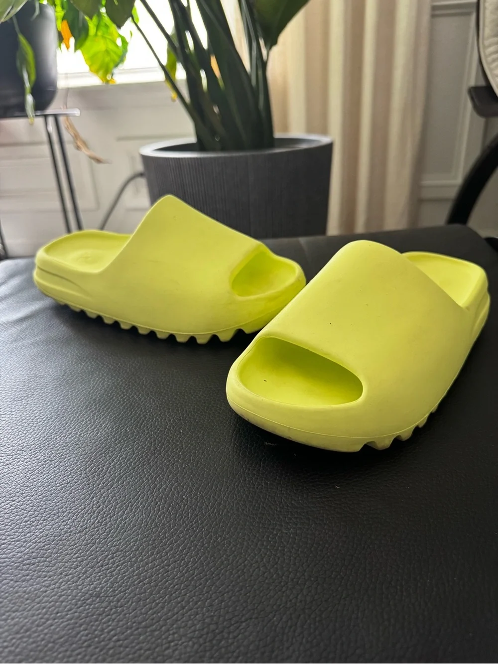 Yeezy Kids Neon Lime Slide Sandals